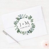 Monogrammed Envelop Seal Emerald Bos Bladgroen Ronde Sticker (Envelop)