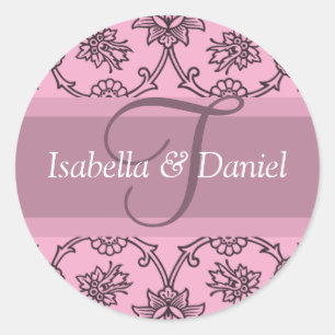 Monogrammed Envelope Seals Letter T Ronde Sticker