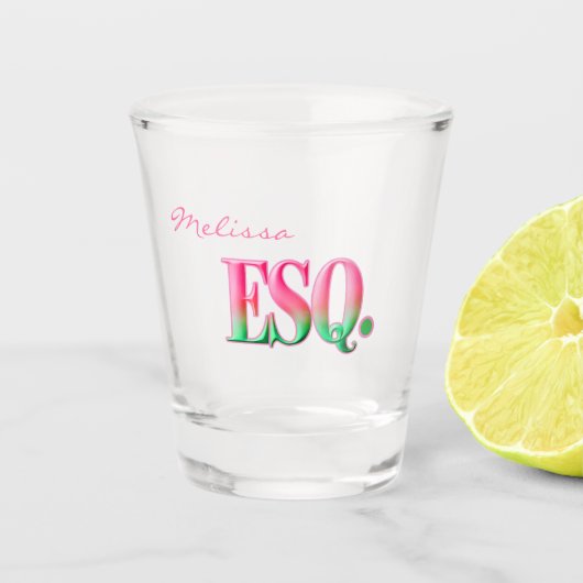 Monogrammed ESQ. Ombre Pink & Green Shot Glass Glas (Voorkant)
