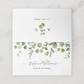 Monogrammed Eucalyptus Bruiloft Gevouwen Plaats Ka Plaatskaartje (Buitenkant ongevouwen)