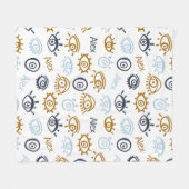 Monogrammed Evil Eye Pattern | Add Name Fleece Bla (Voorkant (Horizontaal))