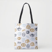 Monogrammed Evil Eye Pattern | Naam Canvas tas toe (Voorkant)