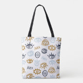 Monogrammed Evil Eye Pattern | Naam Canvas tas toe (Achterkant)