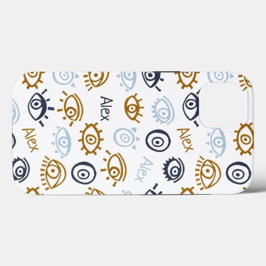 Monogrammed Evil Eye Pattern | Naam toevoegen Case-Mate iPhone Case (Achterkant (horizontaal))