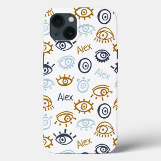 Monogrammed Evil Eye Pattern | Naam toevoegen Case-Mate iPhone Case