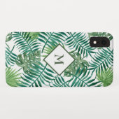 Monogrammed Exotic Leaves Case-Mate iPhone Case (Achterkant (horizontaal))