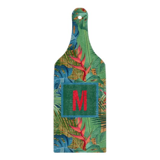 Monogrammed Exotic Tropical Floral Snijplank (Voorkant)