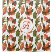 Monogrammed Fall Leaves Autumn Decor Oranje Green Douchegordijn (Voorkant)