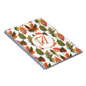 Monogrammed Fall Leaves Autumn Decor Oranje Green Notitieboek (Rechterzijde)