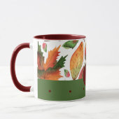 Monogrammed Fall Leaves Autumn Red Green Decor Mok (Links)