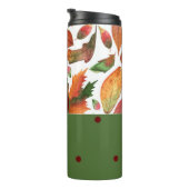 Monogrammed Fall Leaves Autumn Red Green Decor Thermosbeker (Geroteerd rechts)