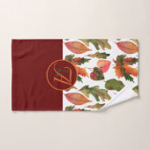 Monogrammed Fall Leaves Burgundy Autumn Decor Bad Handdoek (Handdoek)