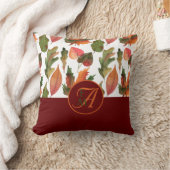 Monogrammed Fall Leaves Burgundy Autumn Decor Kussen (Deken)