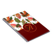 Monogrammed Fall Leaves Burgundy Autumn Decor Notitieboek (Rechterzijde)