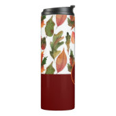 Monogrammed Fall Leaves Burgundy Autumn Decor Thermosbeker (Gedraaid links)