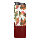 Monogrammed Fall Leaves Burgundy Autumn Decor Thermosbeker (Geroteerd rechts)