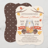 Monogrammed Fall Leaves Mason Jar Couples Shower Kaart (Voorkant / Achterkant)