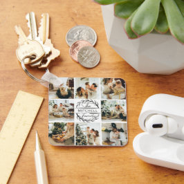 Monogrammed Familie Fotocollage | Monogram cadeau Sleutelhanger