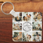 Monogrammed Familie Fotocollage | Monogram cadeau Sleutelhanger (Voorkant)