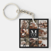 Monogrammed Familie Fotocollage | Monogram cadeau Sleutelhanger (voorkant)