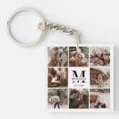 Monogrammed Familie Fotocollage | Monogram cadeau Sleutelhanger (voorkant)