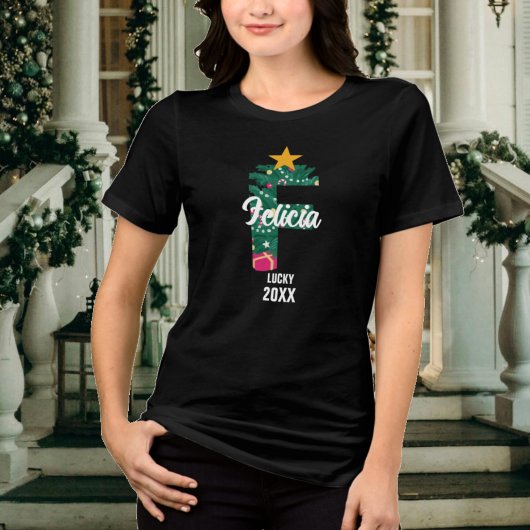 Monogrammed Familie Kerst F Initiaal Matching Tri-Blend Shirt