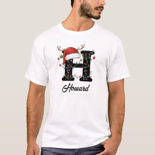 Monogrammed Familie Kerstgewei Santa Hat T-shirt (Voorkant)