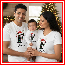 Monogrammed Familie Kerstgewei Santa Hat T-shirt