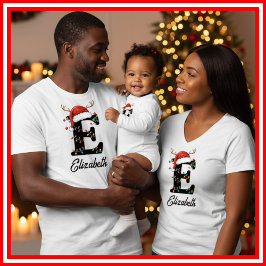 Monogrammed Familie Kerstgewei Santa Hat T-shirt