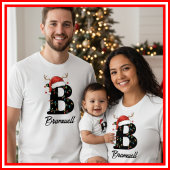 Monogrammed Familie Kerstgewei Santa Hat T-shirt