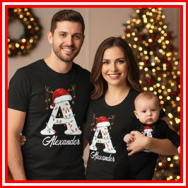 Monogrammed Familie Kerstgewei Santa Hat T-shirt