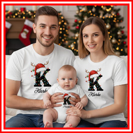 Monogrammed Familie Kerstgewei Santa Hat T-shirt