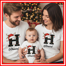 Monogrammed Familie Kerstgewei Santa Hat T-shirt