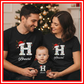 Monogrammed Familie Kerstgewei Santa Hat T-shirt