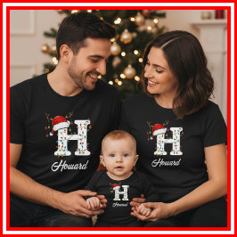 Monogrammed Familie Kerstgewei Santa Hat T-shirt