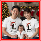 Monogrammed Familie Kerstgewei Santa Hat T-shirt