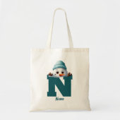 Monogrammed Familie Kerstmis Aangepaste Schattigee Tote Bag (Voorkant)
