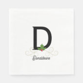 Monogrammed Familie Kerstmis Holly Servet (Voorkant)