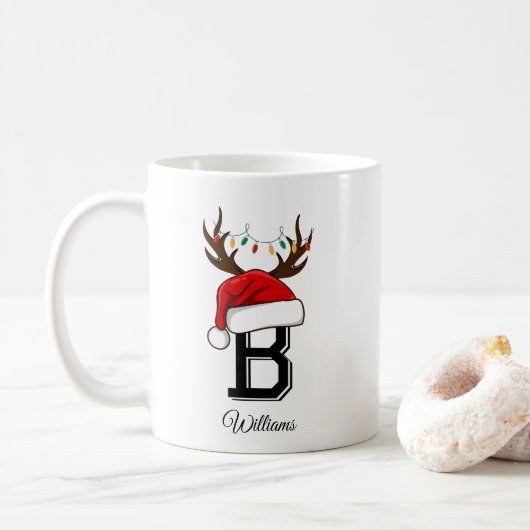 Monogrammed Familie Kerstmis Matching Outfits Koffiemok (Met donut)