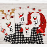 Monogrammed Familie Kerstmis Matching Outfits T-shirt<br><div class="desc">Monogrammed Familie Kerst shirten Matching Outfits</div>