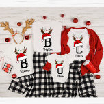Monogrammed Familie Kerstmis Matching Outfits T-shirt<br><div class="desc">Monogrammed Familie Kerst shirten Matching Outfits</div>