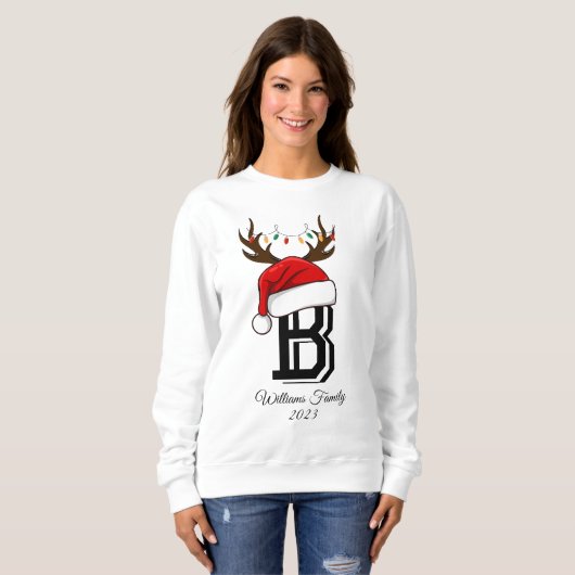 Monogrammed Familie Kerstmis Matching Outfits Trui (Voorkant volledig)