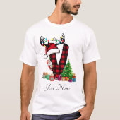 Monogrammed Familie Kerstmis Personaliseren met na T-shirt (Voorkant)