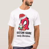 Monogrammed Familie Kerstmis Personaliseren met na T-shirt (Voorkant)