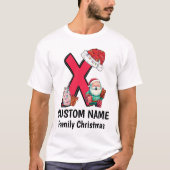 Monogrammed Familie Kerstmis Personaliseren met na T-shirt (Voorkant)
