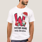 Monogrammed Familie Kerstmis Personaliseren met na T-shirt (Voorkant)