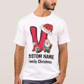 Monogrammed Familie Kerstmis Personaliseren met na T-shirt (Voorkant)