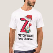 Monogrammed Familie Kerstmis Personaliseren met na T-shirt (Voorkant)