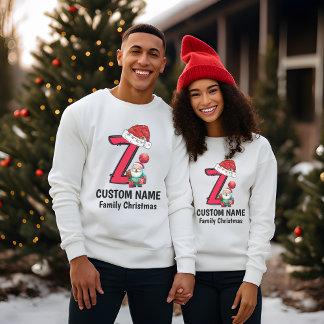Monogrammed Familie Kerstmis Personaliseren met na T-shirt