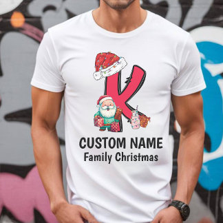 Monogrammed Familie Kerstmis Personaliseren met na T-shirt